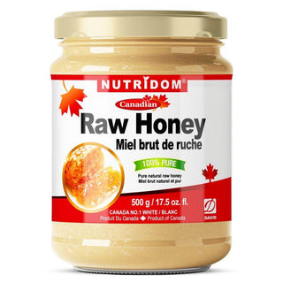 Nutridom Canadian Raw Honey, unpasteurized, 17.5 oz (500 g) - CAFORIA.CA