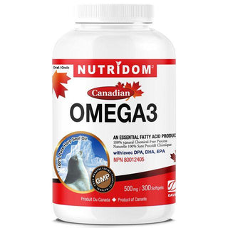 Nutridom Canadian Seal Oil Omega - 3, 500mg, EPA, DPA, DHA, 300 Softgels - CAFORIA.CA