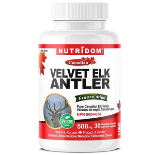 Nutridom Canadian Velvet Elk Antler, 500 mg, 30 Veggie Capsules - CAFORIA.CA