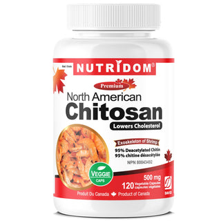 Nutridom Chitosan, 95% Acetylated Chitin, 500 mg, 120 Veggie Capsules - CAFORIA.CA