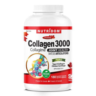 Nutridom Collagen 3000, Type II, 500 mg, 180 Veggie Capsules - CAFORIA.CA