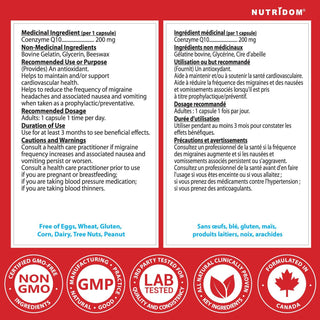 Nutridom CoQ10, 200 mg, 120 Softgels - CAFORIA.CA