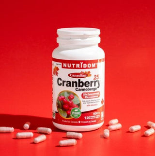 Nutridom Cranberry 25x, Canadian Whole Fruit Concentrate, 500 mg, UTI Support, 120 Veggie Capsules - 3 PACK - CAFORIA.CA