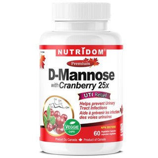 Nutridom D - Mannose with Cranberry25x 60 Vcaps - CAFORIA.CA