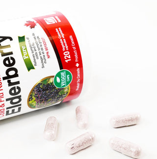 Nutridom Elderberry, 650 mg, Cold & Flu Relief, 120 Veggie Capsules - CAFORIA.CA