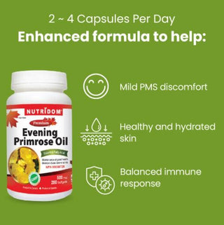 Nutridom Evening Primrose Oil, 500 mg, 200 Softgels - CAFORIA.CA