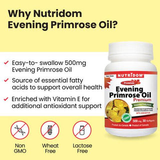 Nutridom Evening Primrose Oil, 500 mg, 30 Softgels - CAFORIA.CA