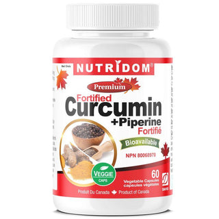 Nutridom Fortified Curcumin with Piperine, 60 Veggie Capsules - CAFORIA.CA