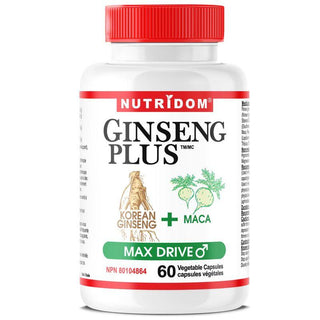 Nutridom Ginseng Plus Max Drive with Panax Ginseng, Maca, Siberian Ginseng and Tribulus Terresis, 60 Veggie Capsules - CAFORIA.CA