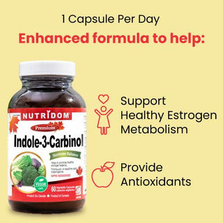 Nutridom Indole - 3 - Carbinol, I - 3 - C, 400 mg, Hormone Balance, 60 Veggie Capsules - 3 PACK - CAFORIA.CA