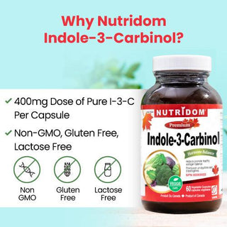 Nutridom Indole - 3 - Carbinol, I - 3 - C, 400 mg, Hormone Balance, 60 Veggie Capsules - 3 PACK - CAFORIA.CA