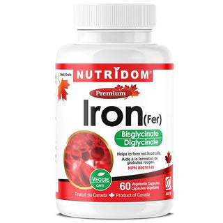 Nutridom Iron Bisglycinate, 27 mg, 60 Veggie Capsules - CAFORIA.CA