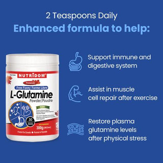 Nutridom L - Glutamine Powder, Free Form, Vegan, 10.5 oz (300 g) - CAFORIA.CA