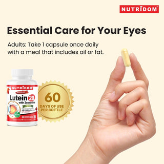 Nutridom Lutein with Zeaxanthin, 20 mg + 2 mg, 60 Veggie Capsules - CAFORIA.CA