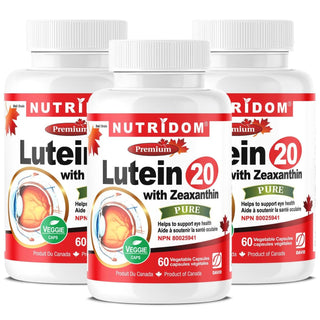 Nutridom Lutein with Zeaxanthin, 20 mg + 2 mg, 60 Veggie Capsules - 3 PACK - CAFORIA.CA