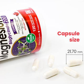 Nutridom Magnesium Bisglycinate, 200 mg, 120 Veggie Capsules - CAFORIA.CA