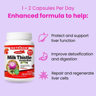 Nutridom Milk Thistle, 80% Silymarin, 250 mg, 120 Veggie Capsules - CAFORIA.CA