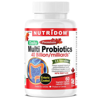 Nutridom Multi Probiotics, 40 Billion, 11 Strains, Enteric Coated, 60 Veggie Capsules - CAFORIA.CA