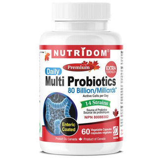 Nutridom Multi Probiotics, 80 Billion, 14 Strains, 60 Veggie Capsules - CAFORIA.CA