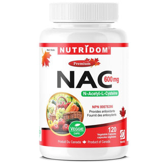 Nutridom NAC, N - Acety - L - Cysteine, 600 mg, 120 Veggie Capsules - CAFORIA.CA