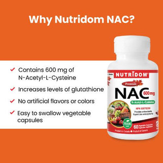 Nutridom NAC, N - Acety - L - Cysteine, 600 mg, 120 Veggie Capsules - CAFORIA.CA