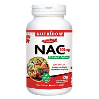 Nutridom NAC, N - Acetyl - L - Cysteine, 600 mg, 120 Veggie Capsules - 3 PACK - CAFORIA.CA