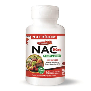 Nutridom NAC, N - Acetyl - L - Cysteine, 600 mg, 60 Veggie Capsules - 3 PACK - CAFORIA.CA