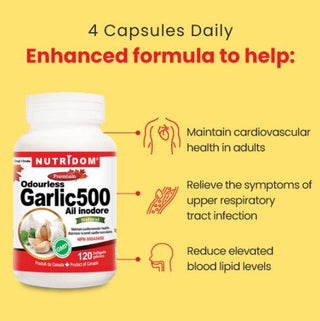 Nutridom Odourless Garlic Concentrate, 120 Softgels - 3 PACK - CAFORIA.CA