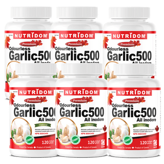 Nutridom Odourless Garlic Concentrate, 120 Softgels - 6 PACK - CAFORIA.CA