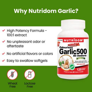 Nutridom Odourless Garlic Concentrate, 120 Softgels - CAFORIA.CA