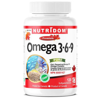 Nutridom Omega 3 - 6 - 9, 1200 mg, EPA, DHA, 120 Softgels - CAFORIA.CA