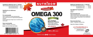 Nutridom Omega 300, Fish Oil, 1000mg, 300 Softgels - 6 PACK - CAFORIA.CA