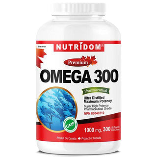 Nutridom Omega 300, Fish Oil, 1000mg, 300 Softgels - CAFORIA.CA