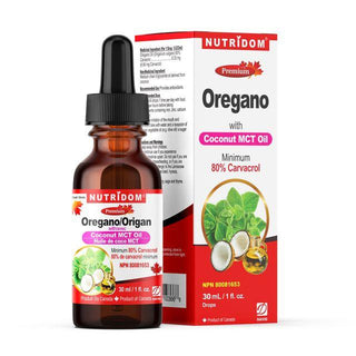 Nutridom Oregano with MCT Oil, 80% Carvacrol, Liquid Drops, 1fl oz (30 ml) - CAFORIA.CA