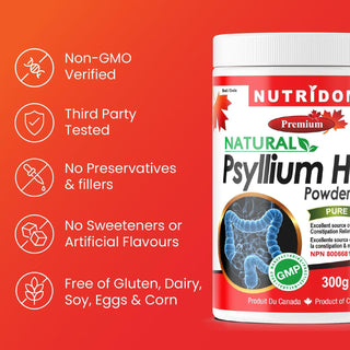 Nutridom Psyllium Husk Powder, 10.5 oz (300 g) - CAFORIA.CA