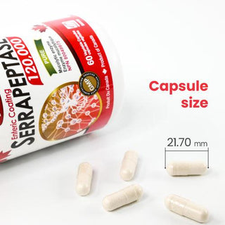 Nutridom Serrapeptase 120,000 SPU, 60 mg, 60 Veggie Capsules - 3 PACK - CAFORIA.CA