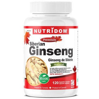 Nutridom Siberian Ginseng 500 mg, 120 Veggie Capsules - CAFORIA.CA