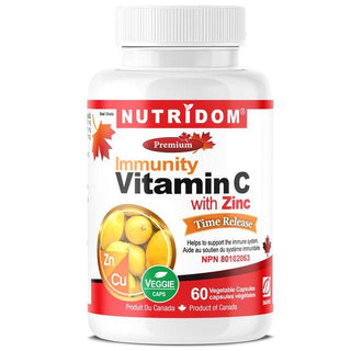 Nutridom Timed Release Vitamin C with Zinc, 60 Veggie Capsules - CAFORIA.CA