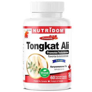 Nutridom Tongkat Ali, 200 mg, 1% Eurycomanone, 60 Veggie Capsules - CAFORIA.CA