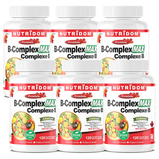 Nutridom Vitamin B - Complex MAX, 120 Veggie Capsules - 6 PACK - CAFORIA.CA