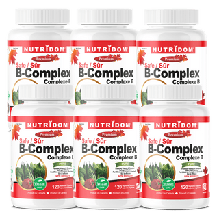 Nutridom Vitamin B - Complex SAFE, 120 Veggie Capsules - 6 pack - CAFORIA.CA