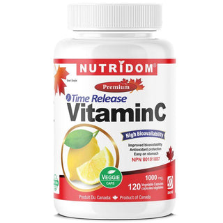 Nutridom Vitamin C, 1000mg, Timed Release, 120 Veggie Capsules - CAFORIA.CA