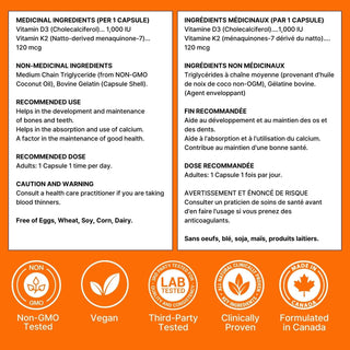 Nutridom Vitamin D3 + K2 with MCT Oil, 300 Softgels - CAFORIA.CA