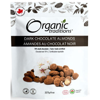 Organic Traditions Dark Chocolate Almonds 227g - CAFORIA.CA