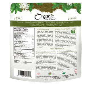 Organic Traditions Stevia Leaf Powder 100g - CAFORIA.CA