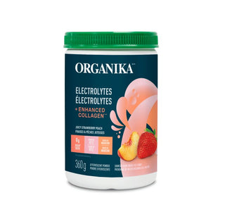 Organika Electrolytes + Enhanced Collagen - Juicy Strawberry Peach 360g - CAFORIA.CA