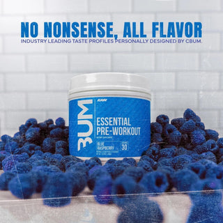 RAW Essential Pre - Workout Powder - Chris Bumstead Sports Nutrition Supplement for Men & Women - Preworkout Energy Powder with Caffeine, L - Citrulline, L - Tyrosine, & Beta Alanine Blend (Blue Raspberry) - CAFORIA.CA