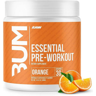 RAW Essential Pre - Workout Powder - Chris Bumstead Sports Nutrition Supplement for Men & Women - Preworkout Energy Powder with Caffeine, L - Citrulline, L - Tyrosine, & Beta Alanine Blend (Orange) - CAFORIA.CA