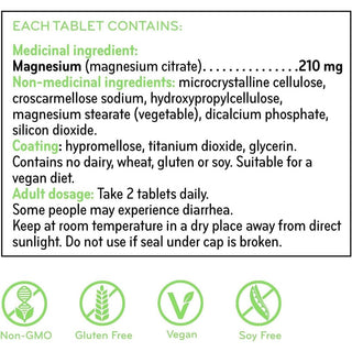 Sisu Mag Citrate 210 mg 90 Tablets - CAFORIA.CA